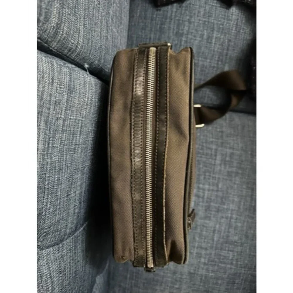 Prada Canapa Messenger Bag Jacquard Brown‎ Canvas Leather With Logo Vintage